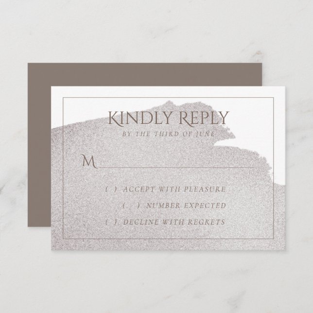 Tarjeta De Confirmación De Asistencia Esplash de beige | Elegante acuarela taupana (Anverso / Reverso)