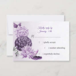 Tarjeta De Confirmación De Asistencia espléndidas flores de color violeta