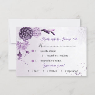 Tarjeta De Confirmación De Asistencia espléndidas tonalidades violetas flores variedad d