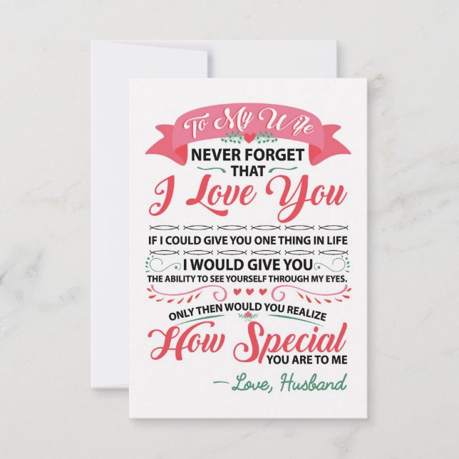 Tarjeta De Confirmación De Asistencia Esposa Arte Para Mi Esposa Cómo Especial (Anverso)