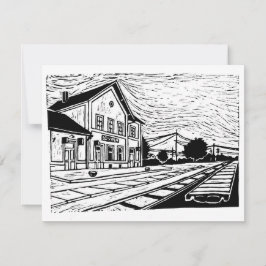 Tarjeta De Confirmación De Asistencia Estación de Lovrin Linograbado
