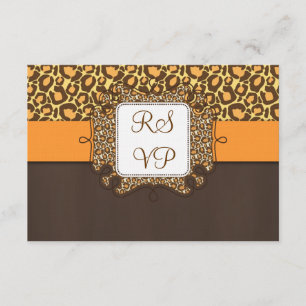 Tarjeta De Confirmación De Asistencia Estampado leopardo anaranjado de Brown que casa