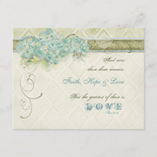Tarjeta De Confirmación De Asistencia Estilo de cosecha Aqua Floral Hydrangea Swirl Dama