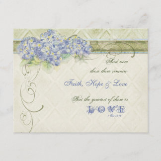 Tarjeta De Confirmación De Asistencia Estilo de cosecha Azul Hidrangea Floral Swirl Dama