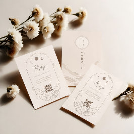 Tarjeta De Confirmación De Asistencia Estrella celestial de la luna Futística Monograma 