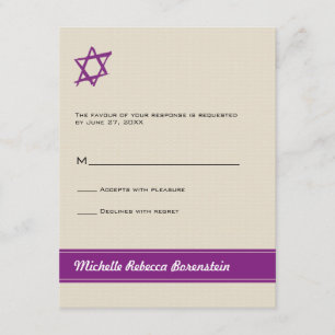 Tarjeta De Confirmación De Asistencia Estrella de David Bat Mitzvah