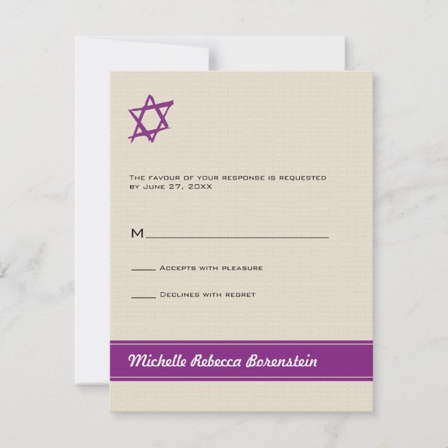 Tarjeta De Confirmación De Asistencia Estrella de David Bat Mitzvah (Anverso)
