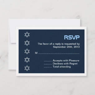 Tarjeta De Confirmación De Asistencia Estrella de David Pattern Bar Mitzvah