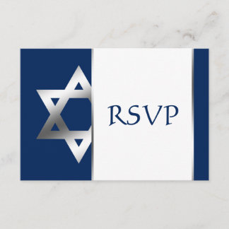 Tarjeta De Confirmación De Asistencia Estrella marina y plateada de David Bar Mitzvah RS