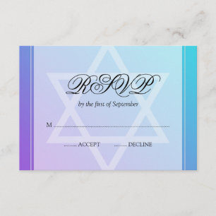 Tarjeta De Confirmación De Asistencia Estrella morada verde azulada de David Bat Mitzvah