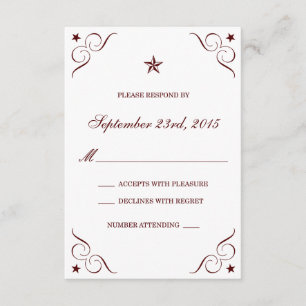 Tarjeta De Confirmación De Asistencia Estrella solitaria marrón de Tejas que casa las