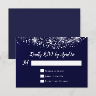 Tarjeta De Confirmación De Asistencia Estrellas Elegantes Azul Marino 
