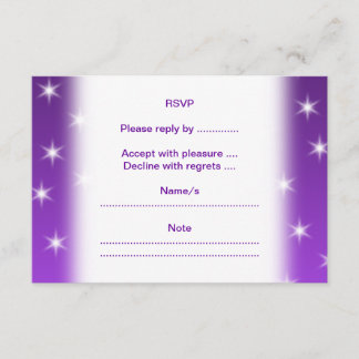 Tarjeta De Confirmación De Asistencia Estrellas moradas y blancas, patrón.
