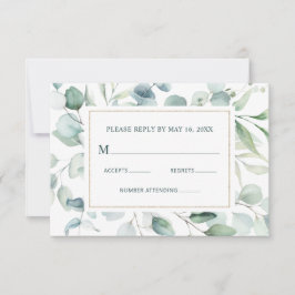 Tarjeta De Confirmación De Asistencia Ethereal Eucalyptus Gold Greenery Boda