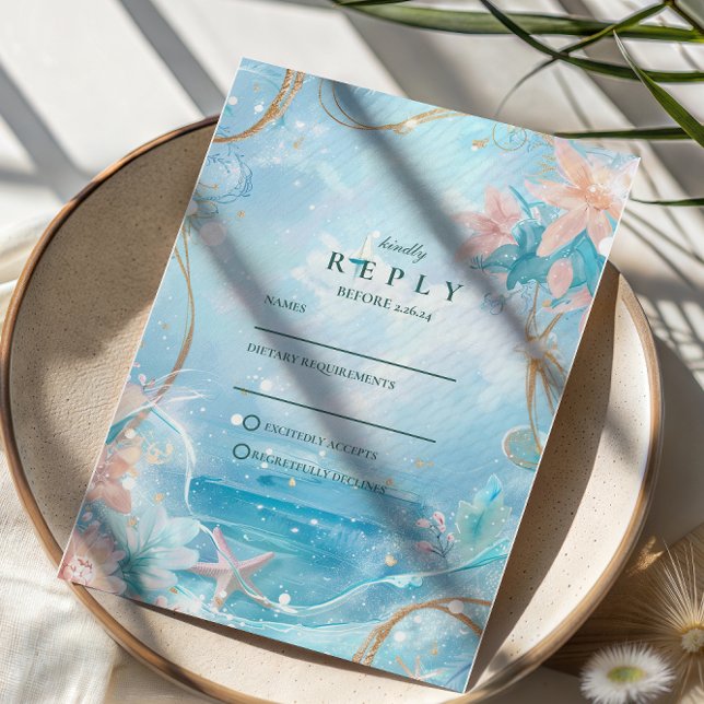 Tarjeta De Confirmación De Asistencia Ethereal Ocean Light Wedding (Subido por el creador)