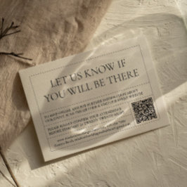 Tarjeta De Confirmación De Asistencia Etiqueta de cosecha simple y moderna código QR