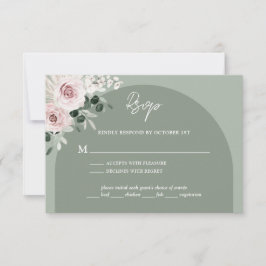 Tarjeta De Confirmación De Asistencia Eucalipto Floral Rosa Boda Verde Sage
