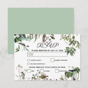 Tarjeta De Confirmación De Asistencia Eucalipto rústico deja Boda de vegetación vintage