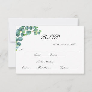 Tarjeta De Confirmación De Asistencia Eucalyptus Botanical Script Modern Elegant Wedding