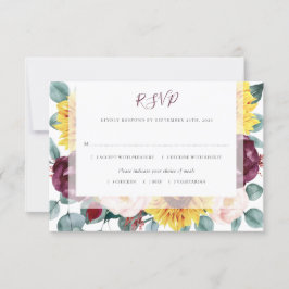 Tarjeta De Confirmación De Asistencia Eucalyptus Burgundy Rubor Boda Floral