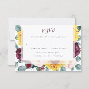 Tarjeta De Confirmación De Asistencia Eucalyptus Burgundy Rubor Boda Floral