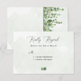 Tarjeta De Confirmación De Asistencia Eucalyptus de color de agua rústico deja matrimoni