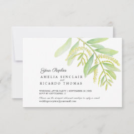 Tarjeta De Confirmación De Asistencia Eucalyptus deja boda de agua verde