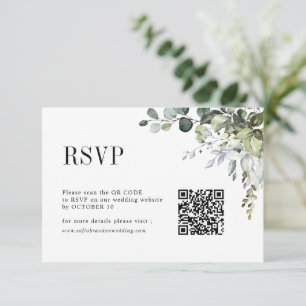 Tarjeta De Confirmación De Asistencia Eucalyptus deja la vegetación Boda Rústico Código