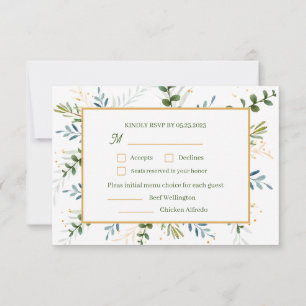 Tarjeta De Confirmación De Asistencia Eucalyptus Dos bodas de dos comidas