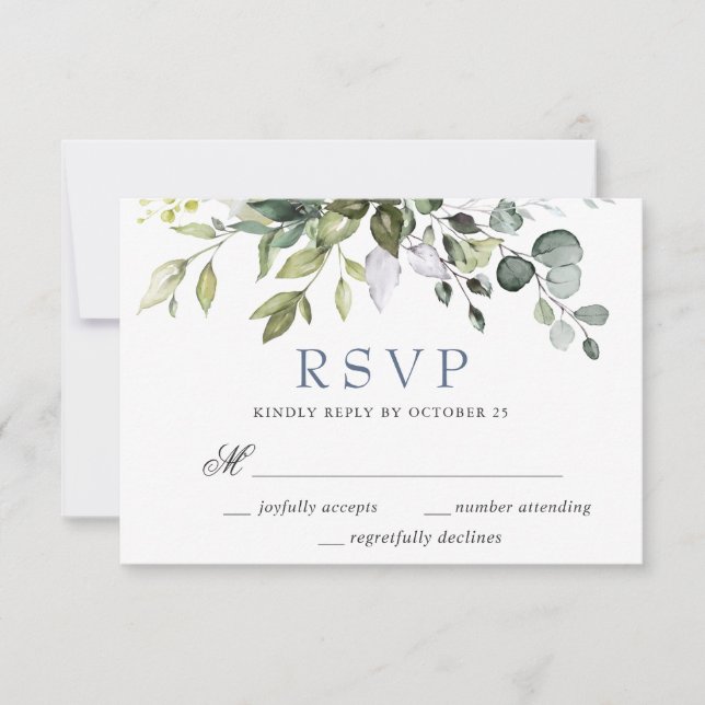 Tarjeta De Confirmación De Asistencia Eucalyptus Elegante Boda de Verdor (Anverso)