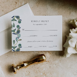 Tarjeta De Confirmación De Asistencia Eucalyptus Escudo | Elección de la comida del Boda
