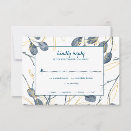 Tarjeta De Confirmación De Asistencia Eucalyptus Golden Garden Boda Floral