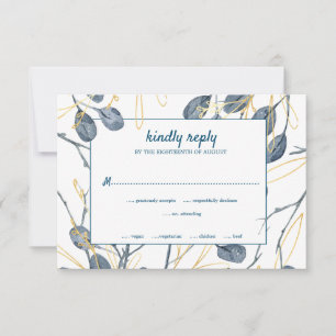 Tarjeta De Confirmación De Asistencia Eucalyptus Golden Garden Boda Floral