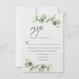 Tarjeta De Confirmación De Asistencia Eucalyptus Greenery Boda Botánico Minimalista