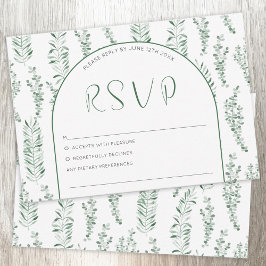 Tarjeta De Confirmación De Asistencia Eucalyptus Greenery Elegante Boda