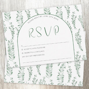 Tarjeta De Confirmación De Asistencia Eucalyptus Greenery Elegante Boda