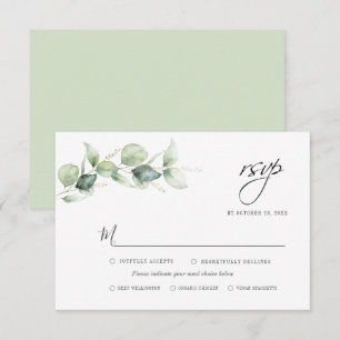 Tarjeta De Confirmación De Asistencia Eucalyptus Greenery Foliage Boda Minimalista