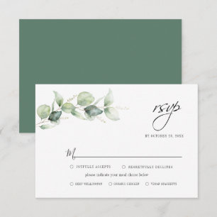 Tarjeta De Confirmación De Asistencia Eucalyptus Greenery Foliage Boda Minimalista