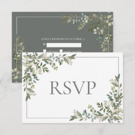 Tarjeta De Confirmación De Asistencia Eucalyptus Jaula Botánica Boda de Guión Verde RSV