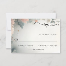 Tarjeta De Confirmación De Asistencia Eucalyptus Lace Tulle Pastel Dusty Blue Boda