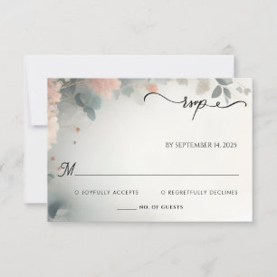 Tarjeta De Confirmación De Asistencia Eucalyptus Lace Tulle Pastel Dusty Blue Boda