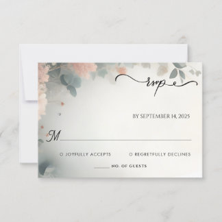 Tarjeta De Confirmación De Asistencia Eucalyptus Lace Tulle Pastel Dusty Blue Boda