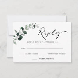 Tarjeta De Confirmación De Asistencia Eucalyptus Modern Calligraphy Simple Boda