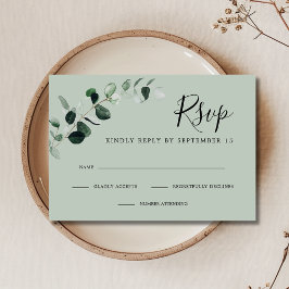 Tarjeta De Confirmación De Asistencia Eucalyptus Sage Boda simple