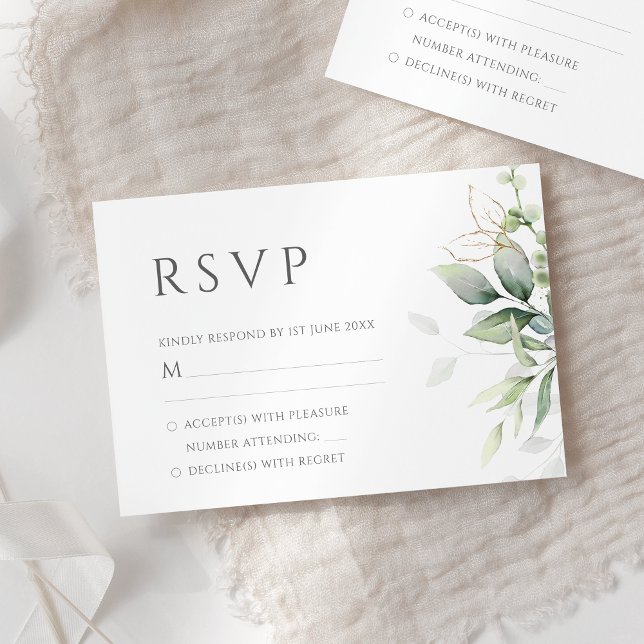 Tarjeta De Confirmación De Asistencia Eucalyptus simple deja al Boda de la vegetación (Subido por el creador)