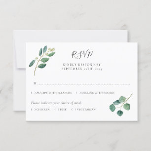 Tarjeta De Confirmación De Asistencia Eucalyptus Watercolor Sale Boda Botánico