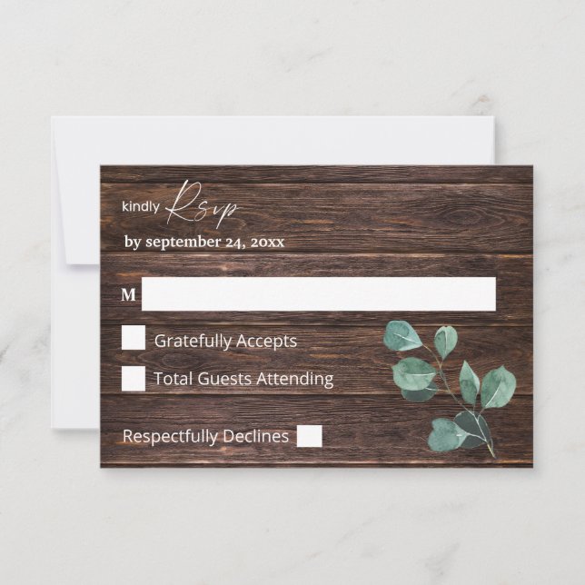 Tarjeta De Confirmación De Asistencia Eucalyptus & Wood Greeneration no Meal (Anverso)