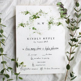 Tarjeta De Confirmación De Asistencia Eucalyptus Wreath Monograma Boda
