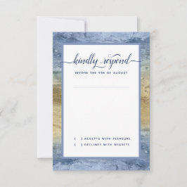 Tarjeta De Confirmación De Asistencia Evento #Azul Naval Náutico Dorado #Boda Acuarela