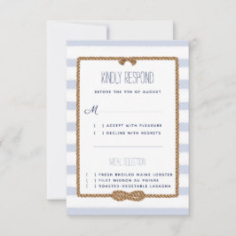 Tarjeta De Confirmación De Asistencia Evento de Acuarela Azul Náutico y Blanco para Boda